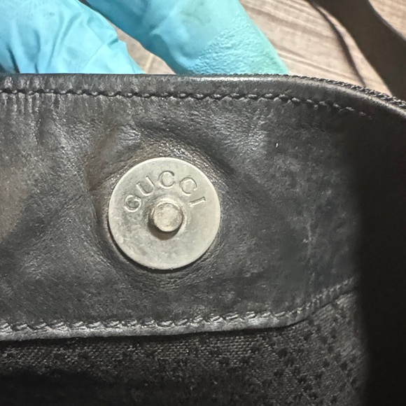 Auth Vintage Gucci Bamboo Leather Black 2 Way - Picture 8 of 16